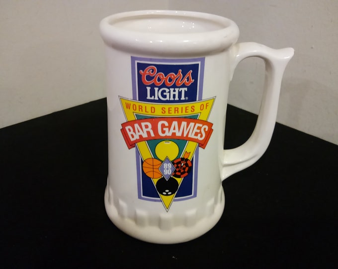 Vintage Coors Light World Series of Bar Games Beer Mug, 1989