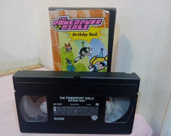 Vintage VHS Movie Tapes, The Powder Puff Girls "Birthday Bash", Veggie Tales, or Mystic Knights of Tir Na Nog, 1990's/00's