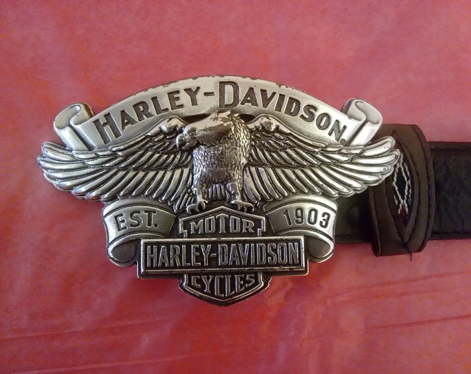 Harley Davidson Belt and Buckle, Eagle Buckle with Wrangler Belt, 2008#