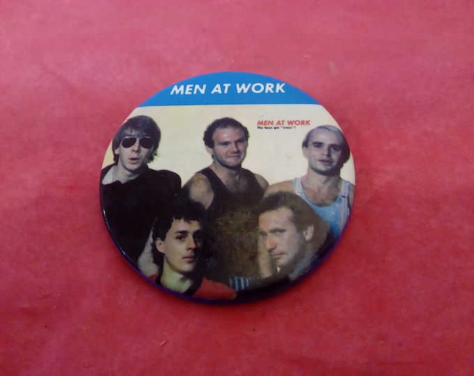 Vintage Pushback Pins, Rock Bands Pushback Pins "Men at Work", "Duran Duran", "Michael Jackson", David Bowie" and Others, 1980's#