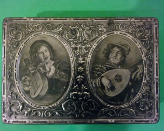 Vintage Candy Tin Box, "The Musicians by Frans Hats", 1950's