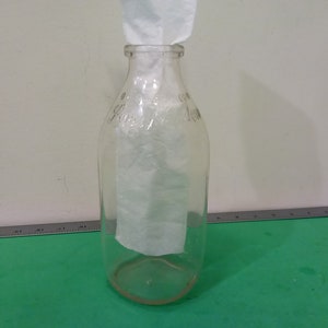 Vintage Quart Embossed Square Milk Bottle, Long Meadow Bottle, 1940&#39;s