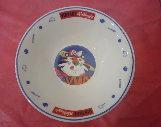 Vintage Cereal Bowl, Kellogg's Ceramic Cereal Bowl, Tony the Tiger Cereal Bowls, Tony in Space and Tony Playing Baseball, 2000's#p