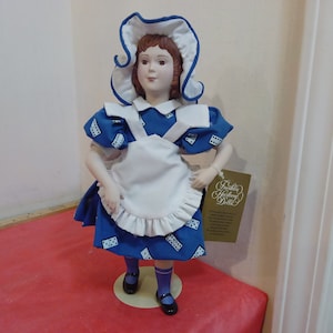 Vintage Porcelain Doll, Crystal Domino Sugar Dress Patron Porcelain Doll from Franklin Heirloom Dolls, 1985