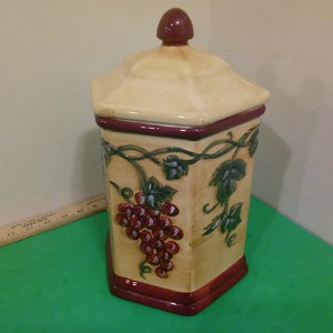 Vintage Cookie Jar, Nonni&#39;s Large Biscotti Collectible Cookie Jar, Ceramic Hand-Painted Hexagon Shape, 2005*a