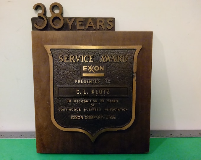 Vintage Gasoline Award, Exxon Service Award, 38 Years to C.L. Klutz, 1970's#