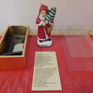 Vintage Kerst Ornament, Christmas Reproductions Inc., De herinneringen van santa figuur 1905 ornament, jaren 1980