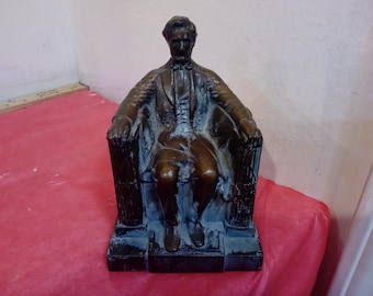 Vintage Piggy Banks, Green Glass Bank, Tin World Bank/Mission Savings Bank, Lincoln Bronze Bank, Glass Barrel Bank and Plastic Piggy Bank#