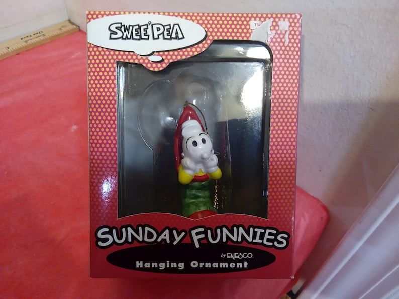 Vintage Christmas Ornaments, Sunday Funnies by Enesco, Popeye, Brutus