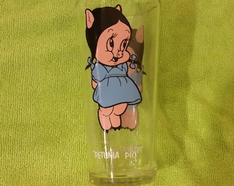 Vintage Collectible Glass, Looney Tunes Pepsi Collector Series Glass, Petunia Pig, 1973