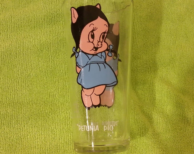 Vintage Collectible Glass, Looney Tunes Pepsi Collector Series Glass, Petunia Pig, 1973