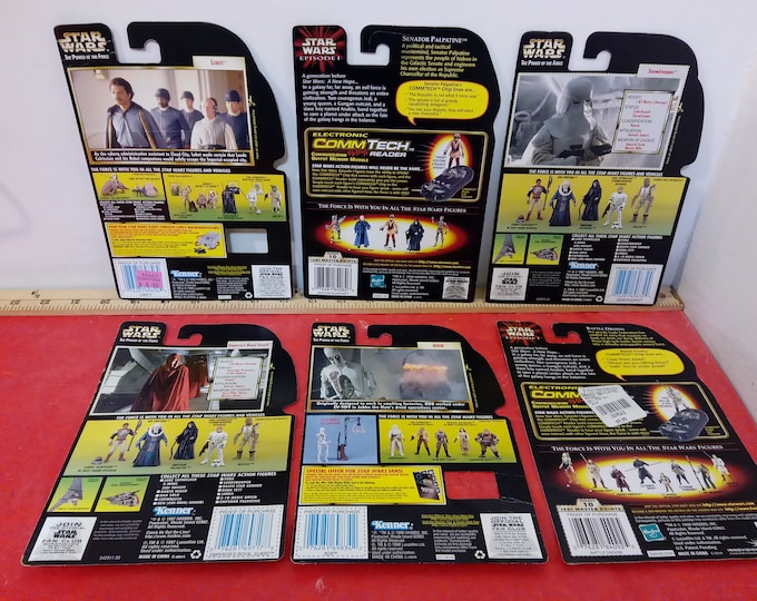 Vintage Star Wars Backing Cardboards, Six Kenner Action Figures Backing Boards, 8D8, Lobot, and Others, 1990's