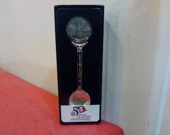 Vintage Collector Spoons, State Quarter Collector Spoons, Washington, Nebraska, North Dakota, California, Alabama, and Pennsylvania