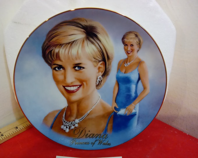 Vintage Collector Plate, Bradford Exchange Plate Glowing and Glamorous Plate Series "Diana: A Woman of Style", 1998