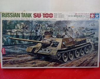 Vintage Model Kits, U.S. Frigate Constitution "Old Ironside" or Russian Tank "SU-100" by Tamiya, 1960's