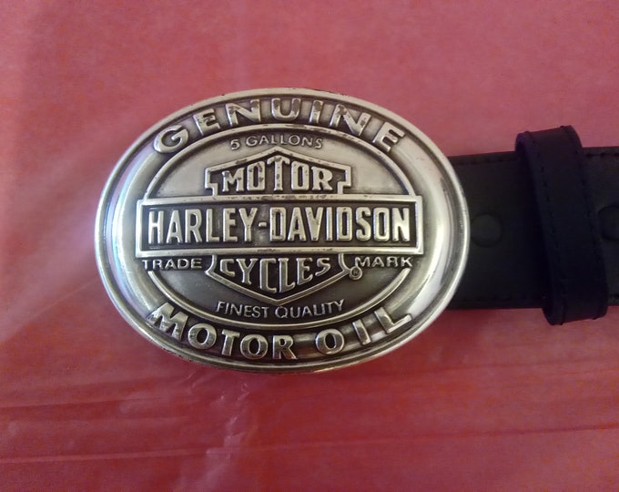 Harley Davidson Belt and Buckle, Genuine Motor Oil 5 Gallons Buckle, Harley-Davidson Metal Letter Belt, 2008#