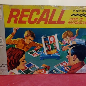 Vintage Board Game, Recall Game of Observation by Milton Bradley, 1968