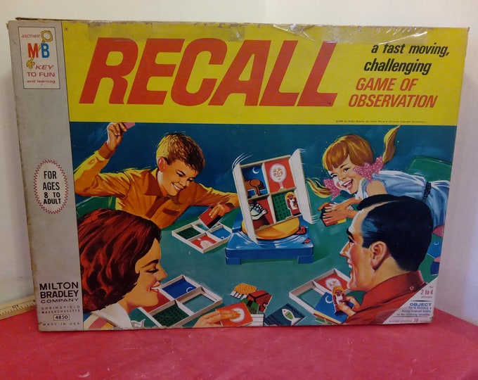 Vintage Board Game, Recall Game of Observation by Milton Bradley, 1968