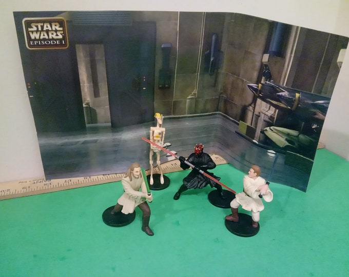 Star Wars Episode 1 Action Figures by Applause with Back Drop, 1999