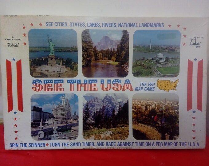 Vintage Boardgame, See the USA "The Peg Map Game" by Cadaco, 1984