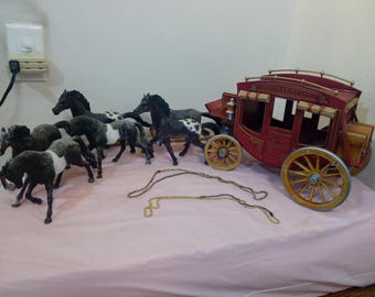 Vintage Chocolate Display with Horses, Ghirardelli Choclate Display with 6 Horses and Carraige Promo Display with Roof that Opens, 1990's