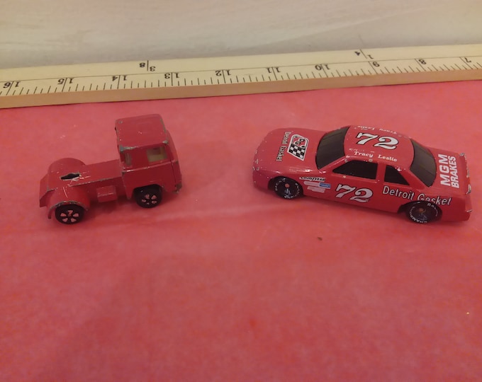 Vintage Playart Toy Semi-Truck Red and Racing Champions #72 Tracy Leslie#