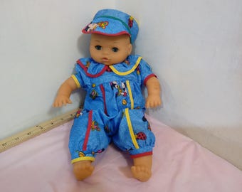 Vintage Plastic/Rubber Dolls, Lissi Doll Girl in Mickey/Minnie Mouse Onesie with Hat or Girl Happy Meal Doll, 1990's