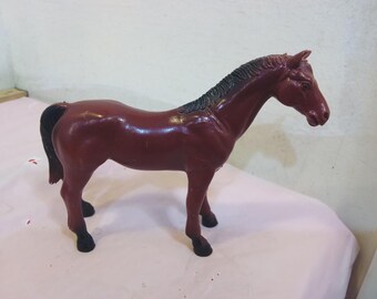Vintage Plastic Horses, Imperial, Blue-Box Horse Stand, Light Brown, Reddish Brown, Dark Brown, Tan, White Horse w/saddle, Bull#