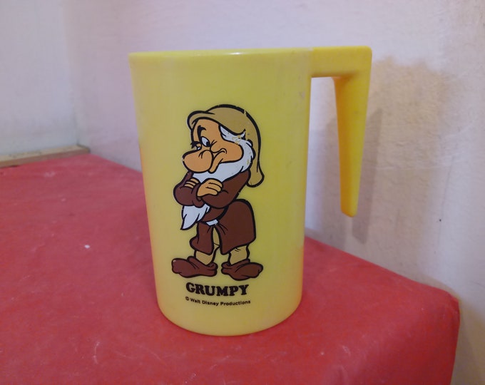 Vintage Child's Plastic Cup, Walt Disney's Snow-White Grumpy Plastic Cup#