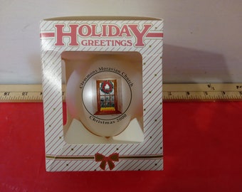 Vintage Christmas Ornament, Clemmons Moravian Chruch Christmas Ornament, 2000