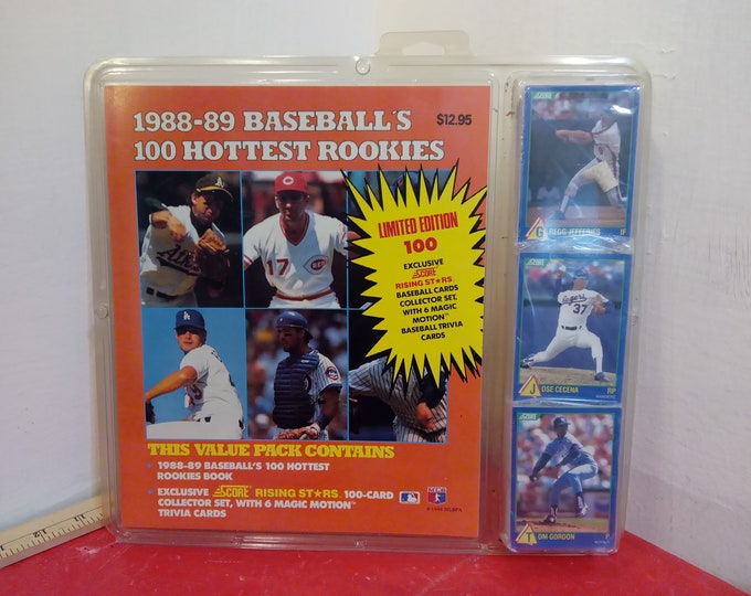 Vintage Baseball Cards, Score Baseball Cards 1988-89 Hottest Rookies Baseball Factory Sealed 100 Cards with Book, 1989