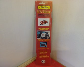 Vintage Car Sunshade,  Lil' Auto Store Static Cling Sunshade, Baltimore Orioles, 1993#