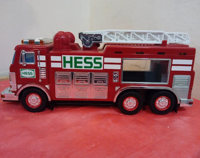 Vintage Toy Vehicles, Hess Vehicles, Hess Truck w/Motorcycle, Hess Formula One Cars, and Fire Engine Ladder Truck, 1990's