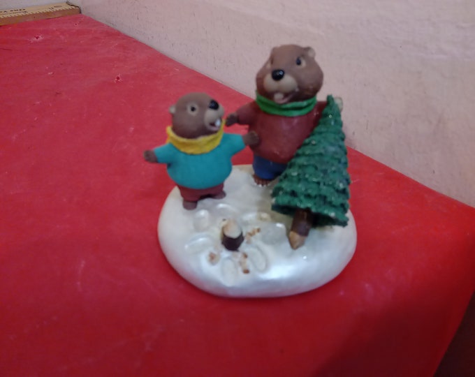 Vintage Hallmark Figurine, Tender Touches Figurine "Happy Family Memories Make the Season Bright, 1990