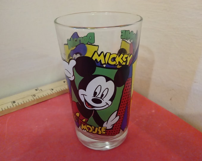 Vintage Disney Children's Drinking Glass, Mickey, Minnie, and Donald, Milk or Juice Glass