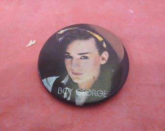 Vintage Pushback Pins, Rock Bands "Police", "Boy George" and Others, 1980's#