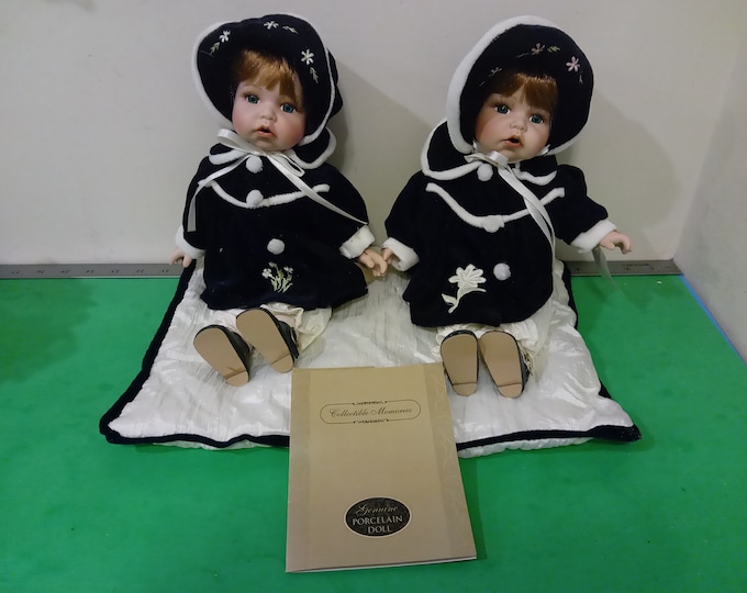 Vintage Collectible Memories "Elise and Emma" Porcelain Twin Dolls