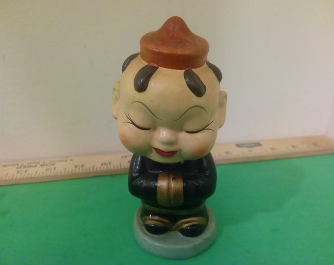 Vintage Paper Mache' Asian Boy Bobblehead Figurine made in Japan, 1950's #