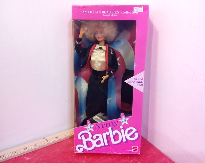 Vintage Barbie Doll, American Beauties Collection "Army" Barbie Doll, 1990