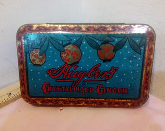 Vintage Tin and Boxes, Sewing Tin, Ginger Candy Tin, Cigarette Tin and Wooden Boxes "Americus or Saboroso"