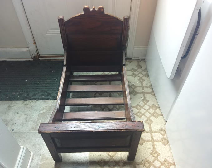 Vintage Large Doll Bed, Hand Made Wooden Large Doll Bed with Slats