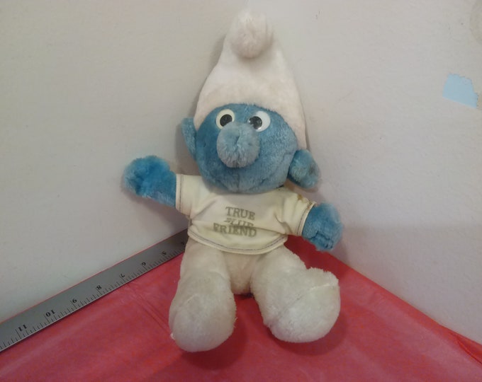 Vintage Plush Smurf Doll by Peyo, True Blue Friend, 1981#