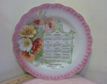 Vintage Collector Plates, Homer Laughlin Rectangle Dish, Plate with 1910 Calendar Advertising, or Saucerette "Saucer Add-ons for Cigarette"#