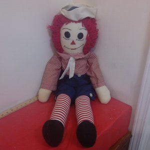 Vintage Cloth Doll, Raggedy Andy Doll, Handmade Doll