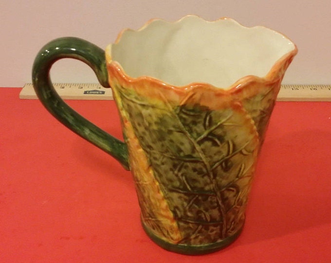 Vintage Ceramic Pitcher, Maxcera Autumn Leaves Ceramic Pitcher, 1980's