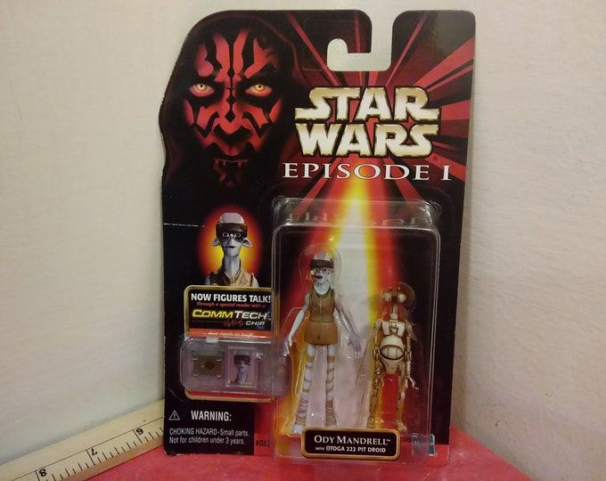 Vintage Star Wars Episodes I, Ody Mandrell with Otoga 222 Pit Droid, Made by Hasbro, 1998