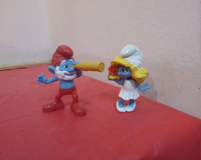 Vintage Smurf Figurines, Papa and Smurfette from McDonald's Happy Meals. 2011