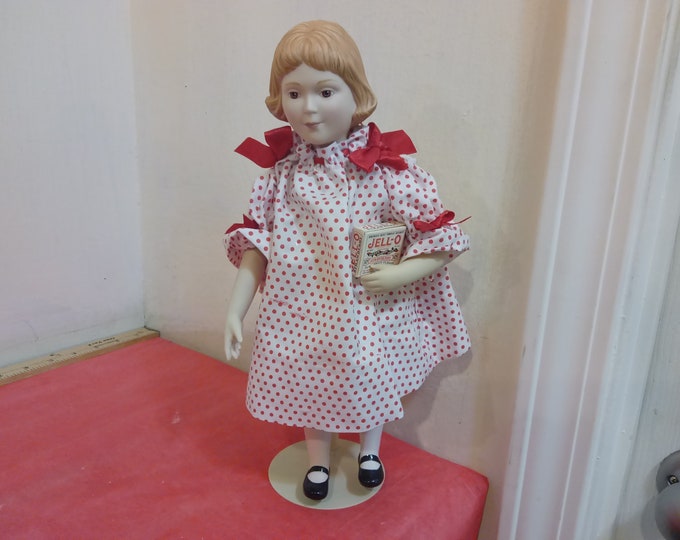 Vintage Porcelain Doll, Strawberry Jell-0 Porcelain Doll from Franklin Heirloom Dolls, 1985