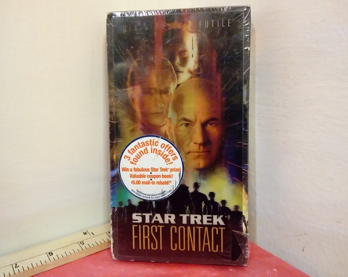 Vintage VHS Movie Tape, Star Trek First Contact, Patrick Stewart, 1997