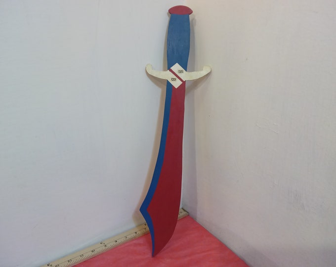 Vintage Hand Painted Wooden Sword, Shriner Scimitar Hand Painted Sword, 1980's